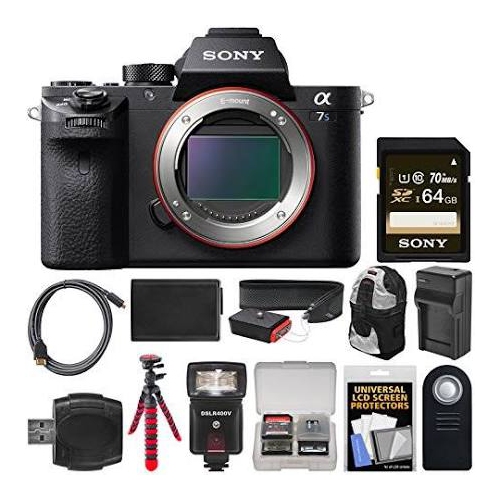 Sony Alpha a7S II 4K Wi-Fi Digital Camera Body with 64GB Card + Backpack + Flash + Battery & Charger + Tripod + Remote + Kit - US Version w/ Seller