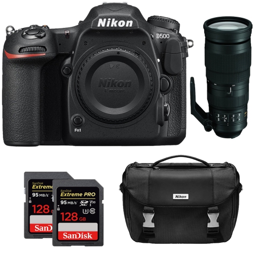 NIKON  D500 Dslr Camera With 200-500MM F/5.6E Ed Vr Af-S Nikkor Zoom Lens Supreme 64GB Bundle