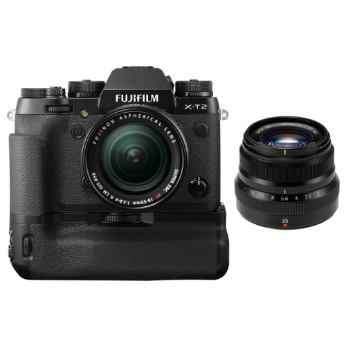 Fujifilm X-T2 Mirrorless Digital Camera with 18-55mm and 35mm