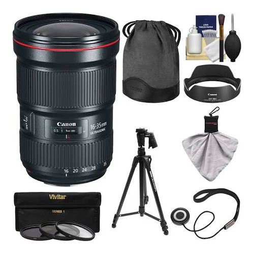 CANON  Ef 16-35MM F/2.8L Iii Usm Zoom Lens With 3 Uv/cpl/nd8 Filters + Pistol Grip Tripod + Kit - Us Version W/ Seller Warranty