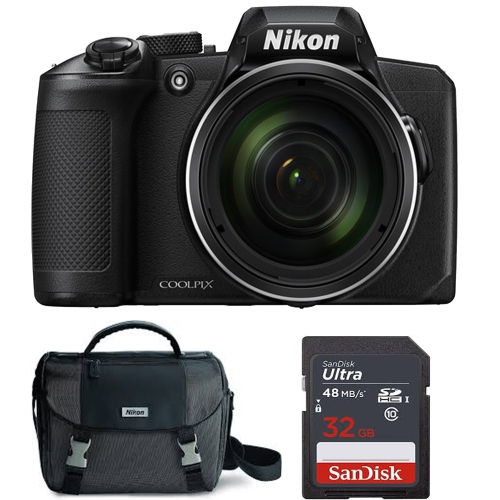 Nikon COOLPIX B600 Digital Camera (Black) with Nikon Carrying Case &  Sandisk 32GB Memory Card Package - US Version w/ Seller Warranty