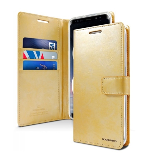 TopSave Goospery Bluemoon Diary Fente Pour Carte En Cuir Folio Wallet Etui à Rabat Pour Samsung A51, or
