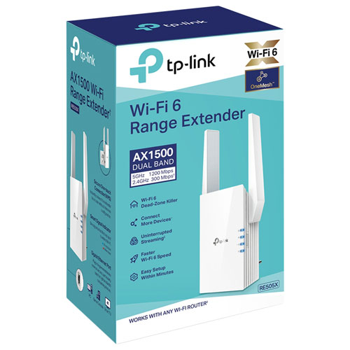 TP-Link Wireless AX1500 Dual-Band Wi-Fi 6 Range Extender (RE505X)