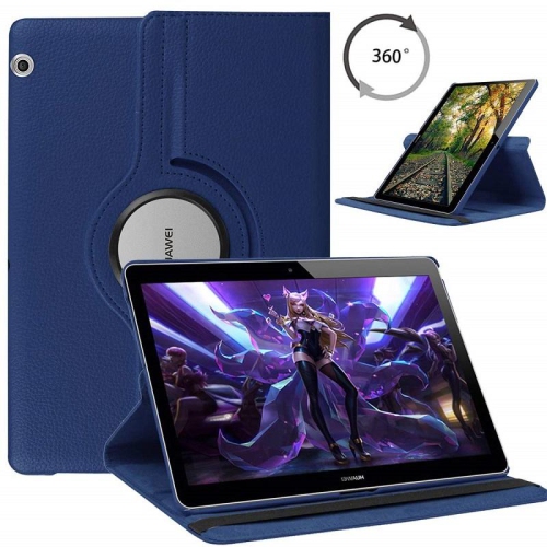 TopSave 360 Degree Rotating Tablet Case Cover For Huawei MediaPad T3, Navy Blue