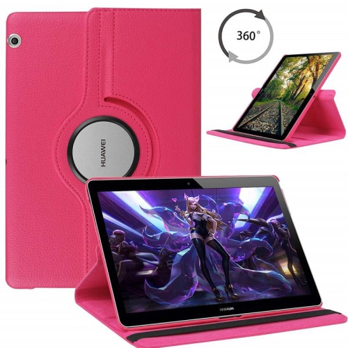 [CC] 360 Degree Rotating Tablet Case Cover For Huawei MediaPad T5, Hot Pink