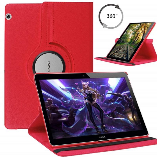 [CC] 360 Degree Rotating Tablet Case Cover For Huawei MediaPad T5, Red