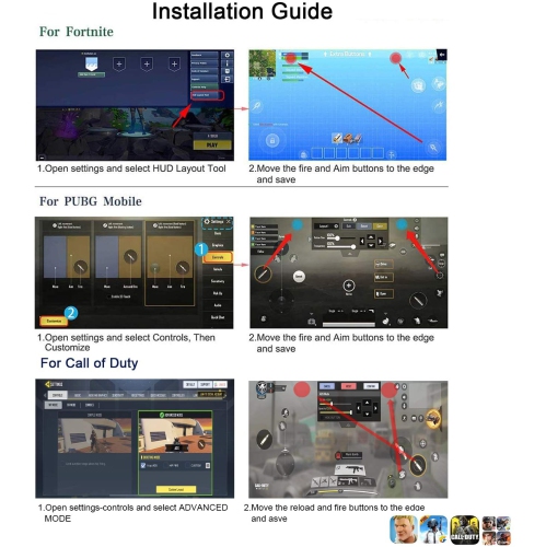 Mobile Game Controller-Aim Trigger Shooter L1R1 Sensitive Joystick-Gamepad 4-6.5" iOS & Android- PUBG/Call of Duty/Fortnite