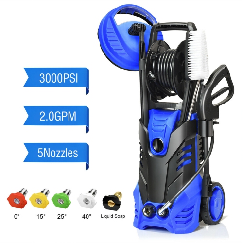 Gymax 3000PSI Electric High Pressure Washer 2000W 2GPM w/Patio Cleaner and 5 Nozzles