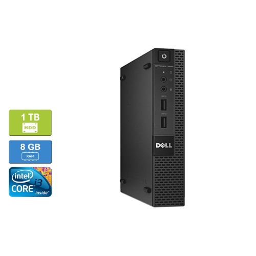 DELL  Refurbished (Good) - 3020 Micro Intel Core I3-4160T 3.10 Ghz, 8GB, 1Tb HDD, Win 10 Pro