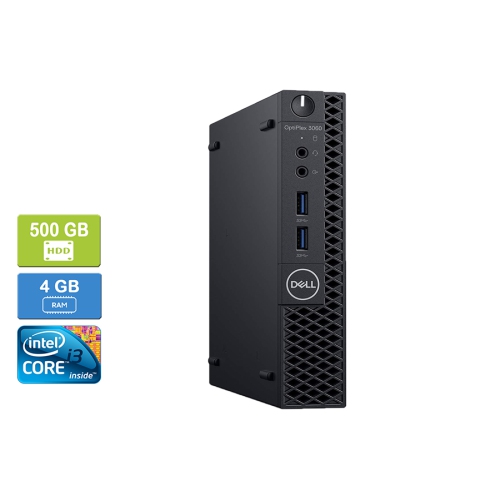 DELL  Refurbished (Good) - 3060 Micro Intel Core I3-8100T 3.10 Ghz, 4GB, 500GB HDD, Win 10 Pro