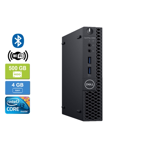 DELL  Refurbished (Good) - 3060 Micro Intel Core I3-8100T 3.10 Ghz, 4GB, 500GB HDD, Win 10 Pro