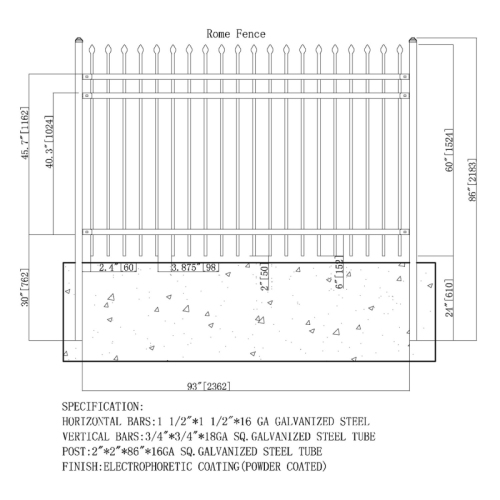 ALEKO® Rome Style Self Unassembled Steel Fence, 8' x 6' Black