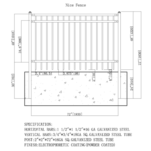 ALEKO® Nice Style Self Unassembled Steel Fence, 6' x 4' Black