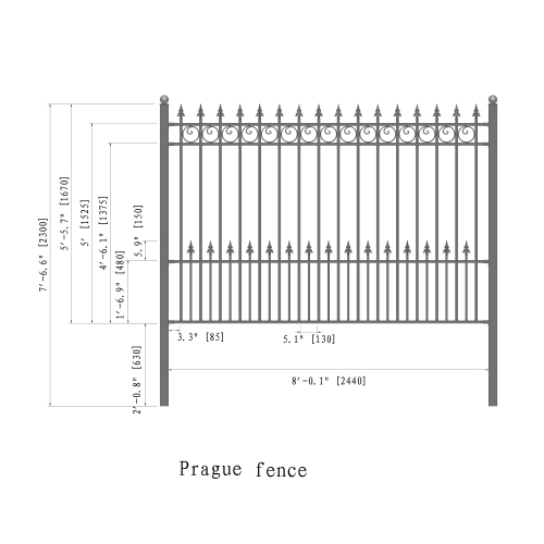 ALEKO® NEW 8' x 5' IRON DRIVEWAY STEEL FENCE PRAGUE STYLE