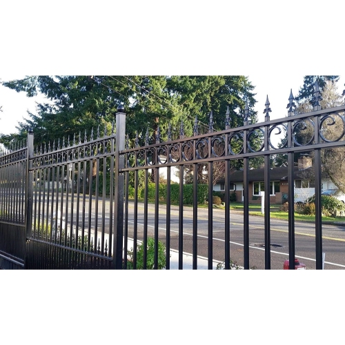 ALEKO® NEW 8' x 5' IRON DRIVEWAY STEEL FENCE PRAGUE STYLE