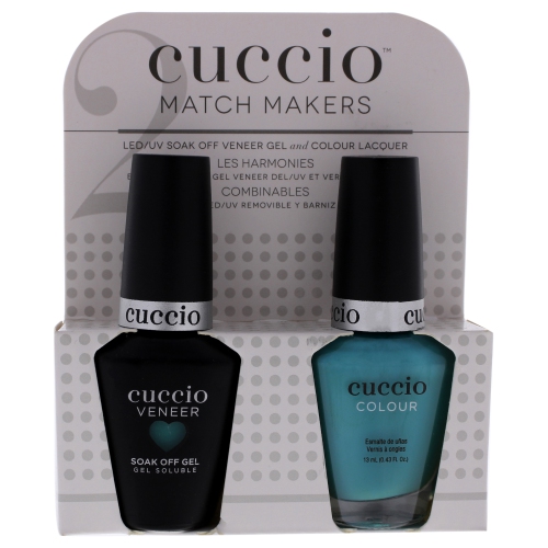 Match Makers Set - Aquaholic by Cuccio for Women - 2 Pc 0.44oz Veneer Soak Of Gel Nail Polish, 0.43oz Colour Nail Polish