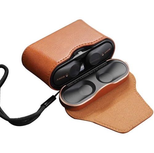 Image 1 of 11.. Dustproof Leather Protective Cover Case for Sony WF-1000XM3 Earphone - Brown