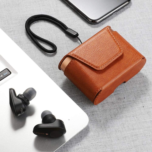 Étui protecteur en cuir résistant à la poussière pour écouteurs WF-1000XM3 de Sony - Brun