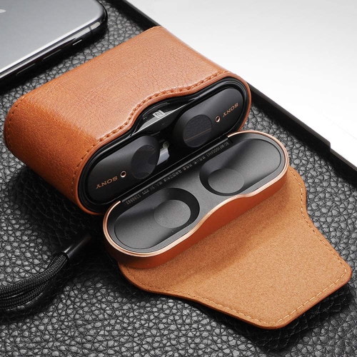Étui protecteur en cuir résistant à la poussière pour écouteurs WF-1000XM3 de Sony - Brun