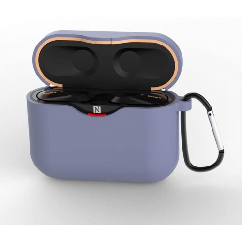 Silicone Cover Case with Keychain Compatible with Sony WF-1000XM3, 1000XM3S, 1000XM3B Wireless Earbuds - Purple