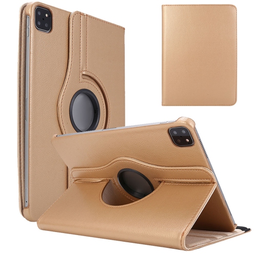 Image 1 de 5.. Étui de support en cuir PU rotatif à 360 Smart Cover pour iPad Pro 11" 1st 2nd 3rd Gen. 2018/2020/2021, Or