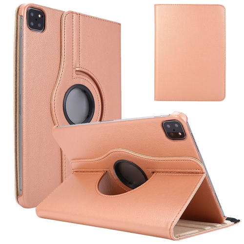 Image 1 de 5.. [CSmart] Étui intelligent avec support rotatif en cuir de polyuréthane 360 pour iPad Pro de 11 po 1st 2nd 3rd gén. 2018/2020/2021, or rose