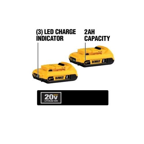 Batteries Dewalt DCB203-2 20V Compact 2AH Lithium Ion - Paquet de 2