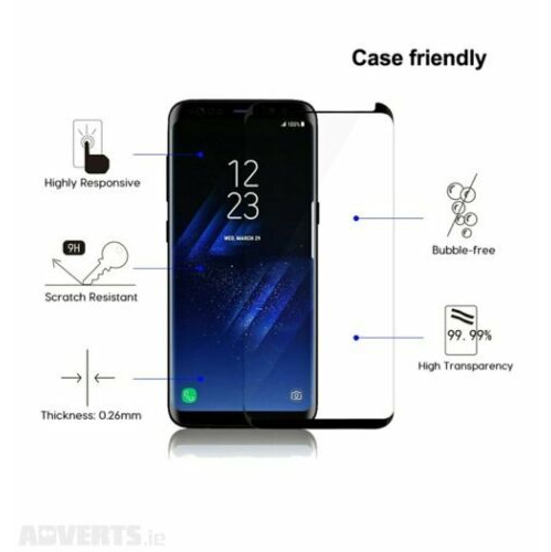Image 1 of 4.. (CABLESHARK) Case Friendly Full Cover Tempered Glass Screen Protector for Samsung COMPATIBLE S8 Plus (TRANSPARENT)
