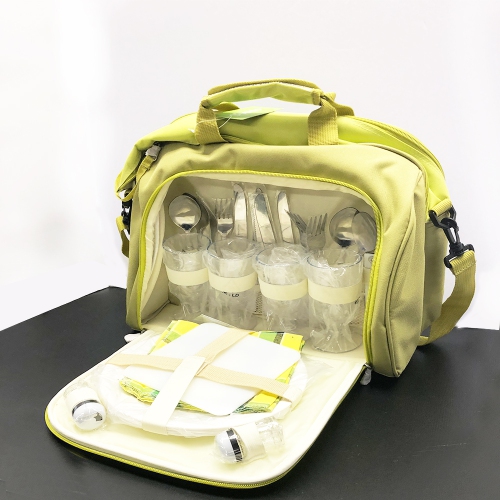 Sac de pique-nique VGI avec ensemble de couverts complet, acier inoxydable - vert