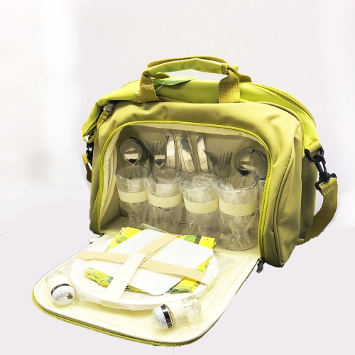 Sac de pique-nique VGI avec ensemble de couverts complet, acier inoxydable - vert