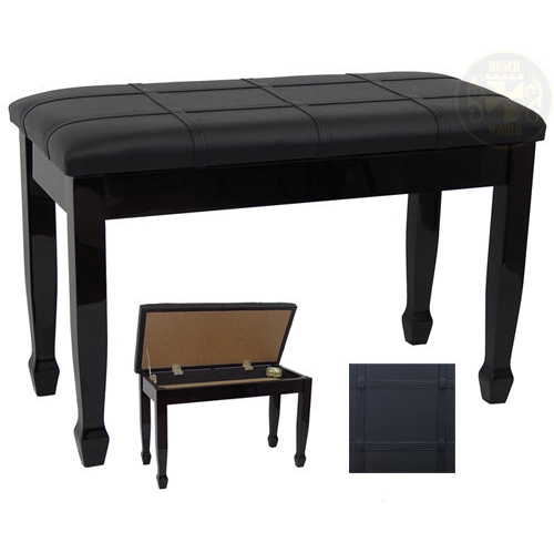 Benchworld ACE201GPE Duet Piano Bench - 30, Padded, with Storage, Polished Ebony