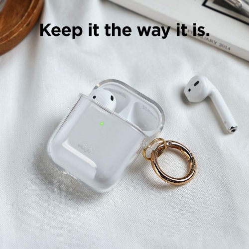 elago Clear Airpods Case with Keychain Designed for Apple Airpods 1&2 [Transparent]