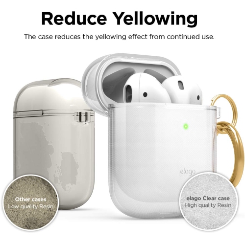 elago Clear Airpods Case with Keychain Designed for Apple Airpods 1&2 [Transparent]