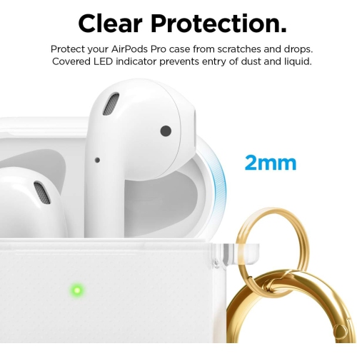 elago Clear Airpods Case with Keychain Designed for Apple Airpods 1&2 [Transparent]