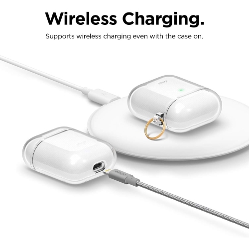 elago Clear Airpods Case with Keychain Designed for Apple Airpods 1&2 [Transparent]