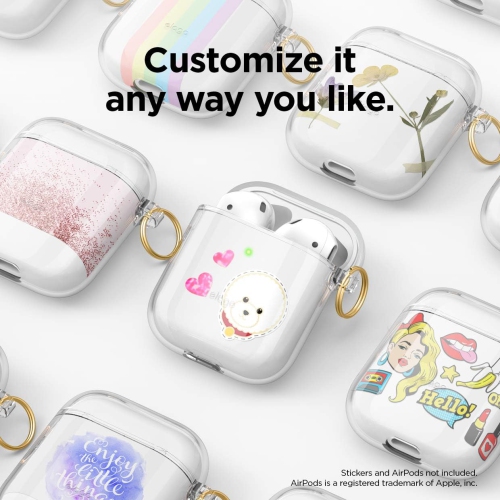 elago Clear Airpods Case with Keychain Designed for Apple Airpods 1&2 [Transparent]