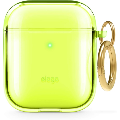 ELAGO  Clear Airpods Case With Keychain Designed for Apple Airpods 1&2 [Neon Yellow]