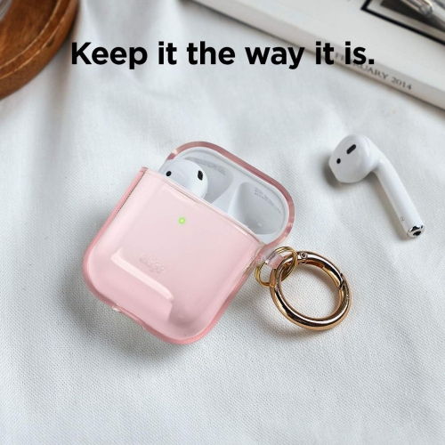 elago Clear Airpods Case with Keychain Designed for Apple Airpods 1&2 [Lovely Pink]