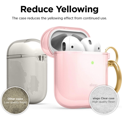 elago Clear Airpods Case with Keychain Designed for Apple Airpods 1&2 [Lovely Pink]