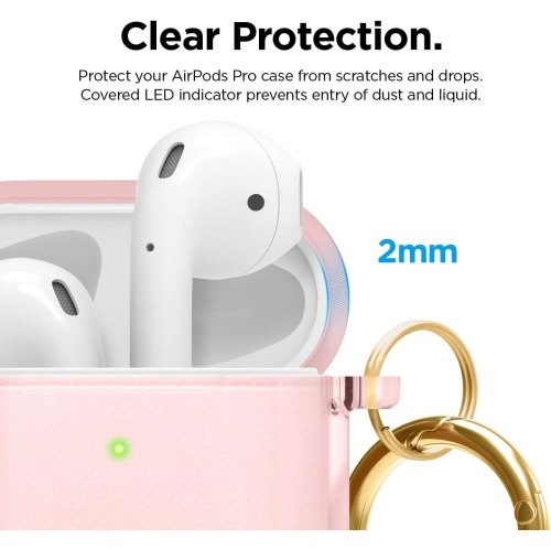 elago Clear Airpods Case with Keychain Designed for Apple Airpods 1&2 [Lovely Pink]
