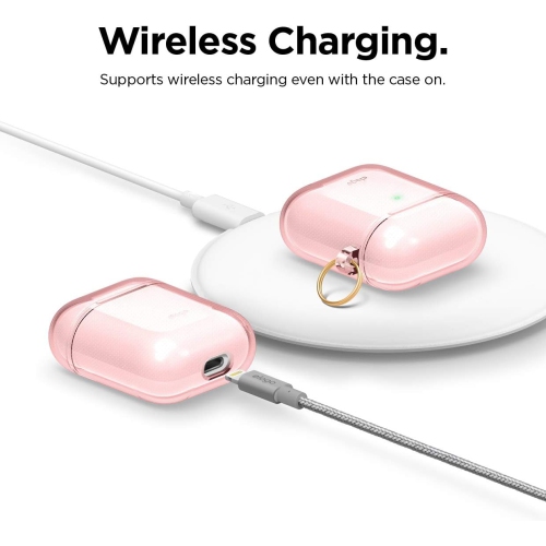 elago Clear Airpods Case with Keychain Designed for Apple Airpods 1&2 [Lovely Pink]