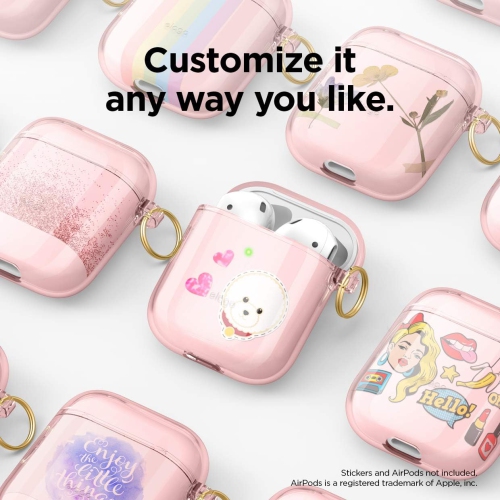 elago Clear Airpods Case with Keychain Designed for Apple Airpods 1&2 [Lovely Pink]