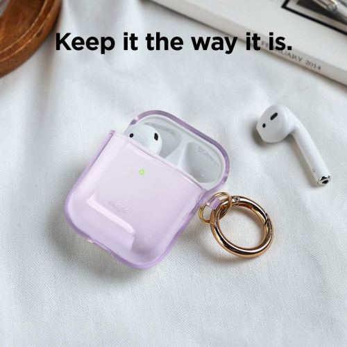 elago Clear Airpods Case with Keychain Designed for Apple Airpods 1&2 [Lavender]