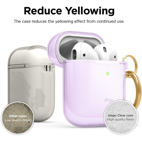 elago Clear Airpods Case with Keychain Designed for Apple Airpods 1&2 [Lavender]