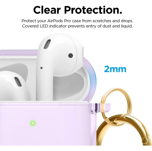 elago Clear Airpods Case with Keychain Designed for Apple Airpods 1&2 [Lavender]