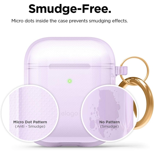 elago Clear Airpods Case with Keychain Designed for Apple Airpods 1&2 [Lavender]