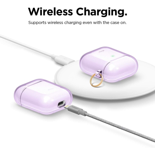 elago Clear Airpods Case with Keychain Designed for Apple Airpods 1&2 [Lavender]
