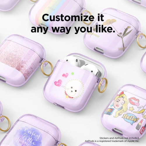 elago Clear Airpods Case with Keychain Designed for Apple Airpods 1&2 [Lavender]
