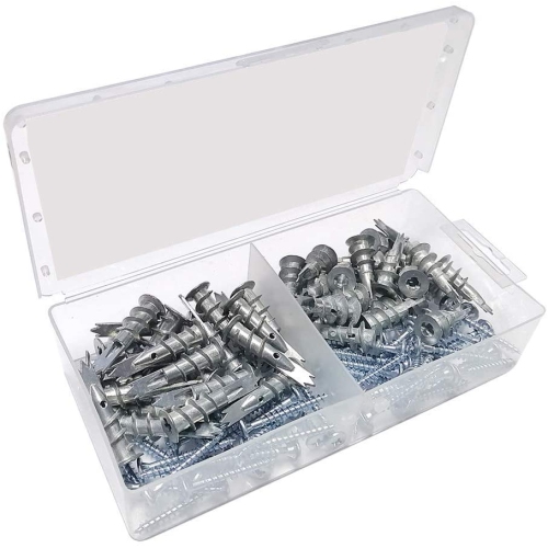 Stanz 120pcs Zinc Self Drilling Drywall Anchors with Tapping Screws Hollow Wall Anchor Screw Kit