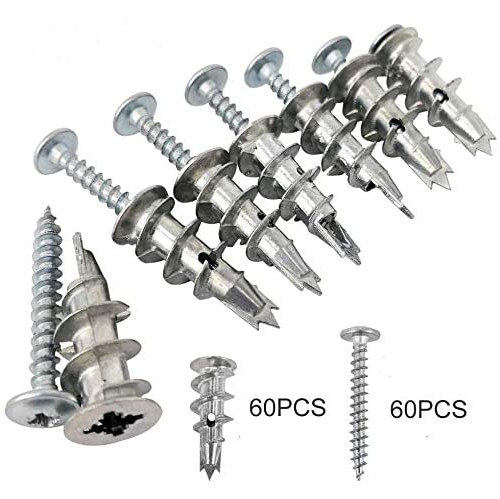Stanz 120pcs Zinc Self Drilling Drywall Anchors with Tapping Screws Hollow Wall Anchor Screw Kit